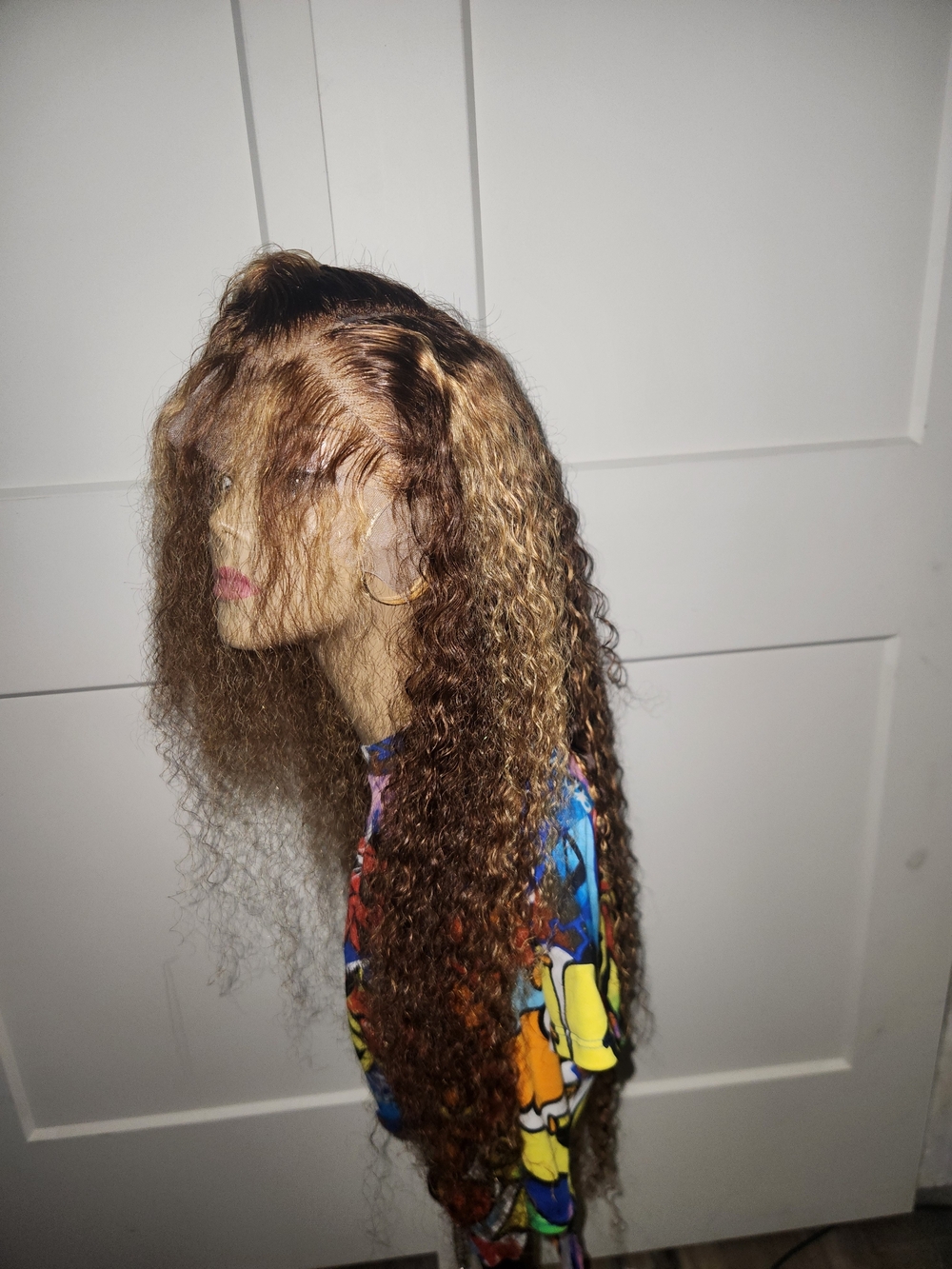 Long Curly Lace Front Wig in Light Brown